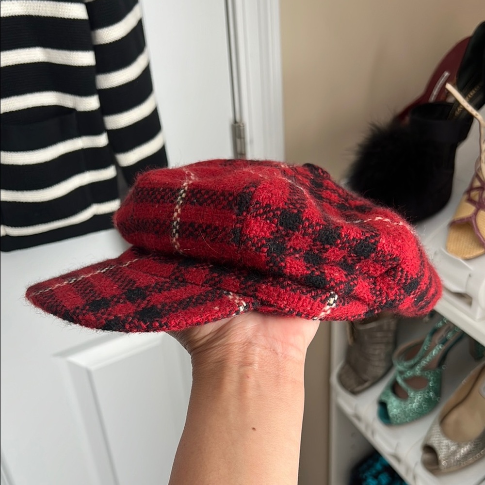 Burberry Red and Black Plaid Cap